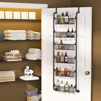 JH-Mech Heavy Duty Metal Pantry Door Organizer with 6 Baskets 6 Tier Over Door Pantry Organizer