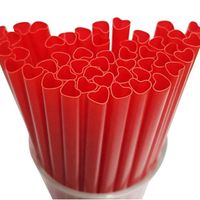 Pink Red Valentine Heart Plastic Reusable Straw 23cm