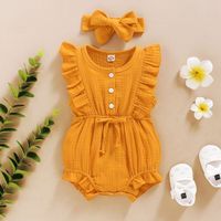 Popular Pure Cotton Kids Clothing Solid Color Long Sleeve Jumpsuit Jumpsuit Newborn Baby Clothes Set Baby Onesie Baby Girl