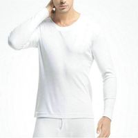 Men's pure cotton white long johns underwear winter underwear warm top and bottom suit