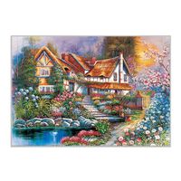 Needlework printing cross stitch, colorful country scenery diy cross stitch kit