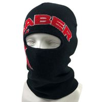 OEM Acrylic Winter Unisex Motorcycle Black Single Hole Thermal Ski Mask Custom Red White Stars Jacquard Design Thermal Balaclava