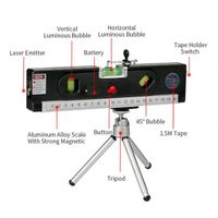 Laser Level Scale Calibrator Standard and Metric Ruler Multipurpose Measurement Level Laser Meter Horizontal Vertical Measurement 5FT Black