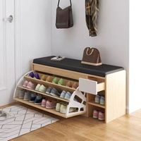 Home Furniture Modern Adjustable Wardrobe Cabinet Storage Shoe Cabinet Shoe Cabinet Storage Stool with Soft Seat Cushion