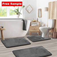 Absorbent Non-slip Bath Mat U Shape Toilet Mat Memory Foam Bath Mat Set