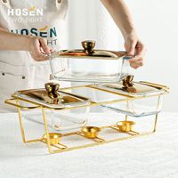 Catering Equipment Glass Tableware Warmer Buffet Set Gold Tableware Warmer Cooking Pot Set Hot Pot Buffet Tableware Set with Lid