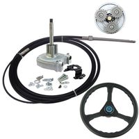 Outboard Steering Cables 12ft Mechanical Planetary Steering Kit with 13.5" Wheels for Marine Steering Systems