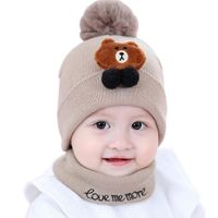 Wholesale Winter Kids 100% Cotton Skein Crochet Double Layer Faux Fur Pom Beanie Hats Custom Label Toddler Baby Hats