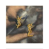 BAYES retro high-end English Y letter earrings temperament designer earrings popular brand fashion jewelry earrings women