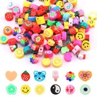 30pcs Soft Polymer Clay Beads Animal Fruit Smiley Loose Spaced Beads for Women Girls Jewelry Making DIY Bracelet Necklace