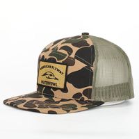 Wholesale OEM Custom High Quality 7 Panels Cotton Twill Embroidery Patch Logo Mesh Buckle Back Camouflage Buckle Back Trucker Caps