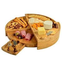 Hot Sale Creative Rotary Knife Fruit Tray Cutting Board Set Bamboo Cheese Board