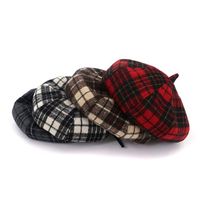 Wholesale Amazon Pure Cotton Spring Autumn Ladies Adult Plaid Beret Hat