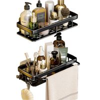 Aluminum Self Adhesive Double Bathroom Shower Rack Kitchen Corner Rack Shower Rack Storage Rack