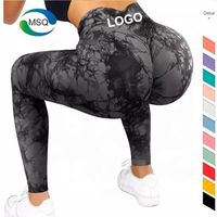 Custom LOGO seamless tie dye leggings yoga leggings para mujer marble fitness and yoga wear Scrunch Butt women's leggings