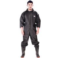 JETSHARK Thickened PVC Rubber Full Body Waterproof Suit Siamese Chest Wading Fishing Suit
