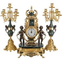 Quartz table clock movement with mechanical or battery movement, antique style clock made of brass with gold plated