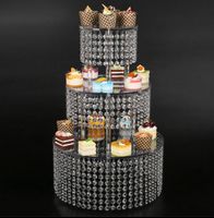 Wholesale Event Supplies Accessories Acrylic Crystal Stand Christmas Cake Dessert Wedding Transparent Acrylic Cake Display Stand