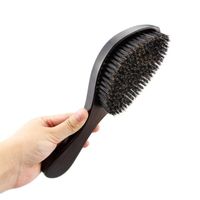 Wholesale Custom Design LOGO Pig Bristle Wooden Handle Beard Brush Long Handle Beard Brush 360 Curved Wavy Brush