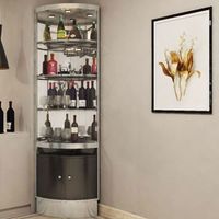 Modern living room stainless steel metal frame wine cabinet luxury glass corner bar wine cabinet storage cabinet