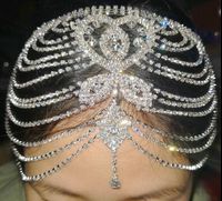 Bridal diamond hair chain accessories multi-layer rhinestone forehead teardrop chain heart-shaped crystal head chain head jewelry