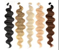 Rebecca Body Wave Ponytail Hair Bundle 24 to 36 Inches Soft Long Synthetic Hair Braid Ombre Brown 613 Gold 100g Hair Extensions