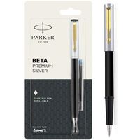 Pen Parker Beta Premium Silver Gold Trim Pen Free Cartridge Parker Pen