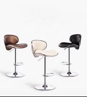 Shell Back Adjustable Swivel Tufted Leather Bar Stool Heavy Duty Bar Stool with Pu Leather Upholstery for Bars