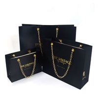 custom size logo luxury shopping gift packaging paper bag new design boutique silk black paper bag