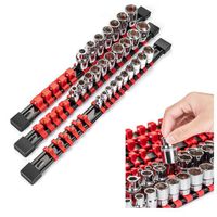 ABS Socket Organizer 6.35mm Driver 32 Clips 3/8" Driver x 30 Clips 1/2" Driver x 24 Clips Portable Socket Holder Set of 6