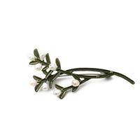 Personalized Natural Freshwater Pearl Flower Brooch Simple Platinum White Flower Brooch Alloy Green Ink Brooch