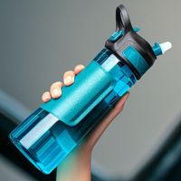 Leak Proof BPA Drinking Water Bottle with Time Marker and Straw