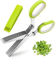 5 Blades Herb Shears Vegetable Kitchen Shears Stainless Steel Multifunctional Home Kitchen Herb Shears With Cover