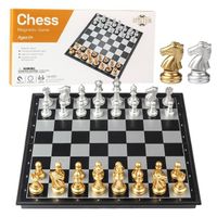 High Quality 32cm Chess Game Set With Board 32 Pieces With Board Gold Silver Magnetic Chess Set