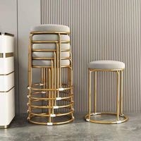 Stool New Sale Round Modern Interior Home Living Room Furniture Golden Metal Chair Velvet Stool