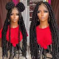 Hot Sale 24 Inch High Quality New Long Micro Butterfly Locs Braided Synthetic Hair Lace Front Wig/