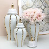 Nordic Porcelain Ginger Jar White Slender Temple Vase Tabletop Porcelain Jar Home Decoration