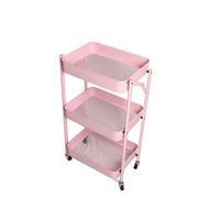 3 Tier Basket Trolley 3 Tier Kitchen Blue Foldable Trolley Storage Wheels Foldable Food Platform Hand