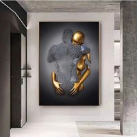 Romantic Art Heart Gray Metal Statue 3D Art Poster and Print Wall Picture Living Room Decoration Painting