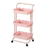 China best three-layer metal rolling mobile storage trolley large capacity trolley