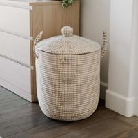 Natural handmade seagrass storage basket mid-belly foldable design country grass flower pot custom Thor basket