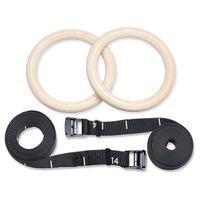 Gymnastics Ring Wooden Ring Gymnastics 1500lbs with Adjustable Straps with Graduated Non-Slip Training Rings