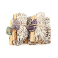 California Sage Smudge Kit with Crystals Palo Santo Smudge Clean House Blessing Kit Reiki Healing Meditation Tool