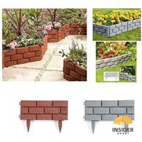 8 Pack Plastic Brick Wall Stone Effect Landscape Lawn Garden Garden Edging Borders