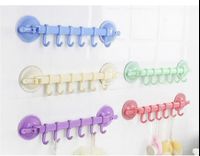 Kitchen Utensil Rail Rack Sticky Utensil Holder Holder with 6 Hooks No Drilling Wall Mount Hanger for Kitchen Utensils Cups Mugs