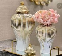 Ceramic electroplated gold bottle home decoration light luxury handicraft decoration soft decoration living room porch table decoration