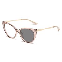 Color-changing glasses cat-eye anti-blue light glasses retro metal frame color-changing glasses women's sunglasses