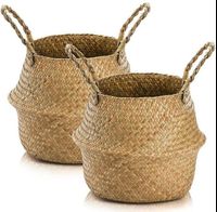 High Quality Natural Flower Plant Pot Straw Wicker Seagrass Rattan Laundry Basket Storage Belly Basket