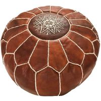 Hendfry Factory Best Vintage Brown Leather Pouf Ottoman