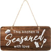 JUNJI Cheap Rustic Wooden Wall Sign. Funny Kitchen Wall Decor Signs